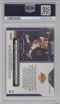 LeBron James from the 2020-21 Panini Prizm set featuring a Silver Prizm parallel graded by PSA and given an overall grade of 9.