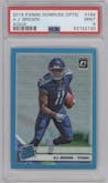 A.J. Brown from the 2019 Panini Donruss Optic set featuring a Aqua parallel graded by PSA and given an overall grade of 9.