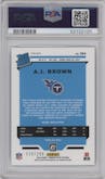A.J. Brown from the 2019 Panini Donruss Optic set featuring a Aqua parallel graded by PSA and given an overall grade of 9.