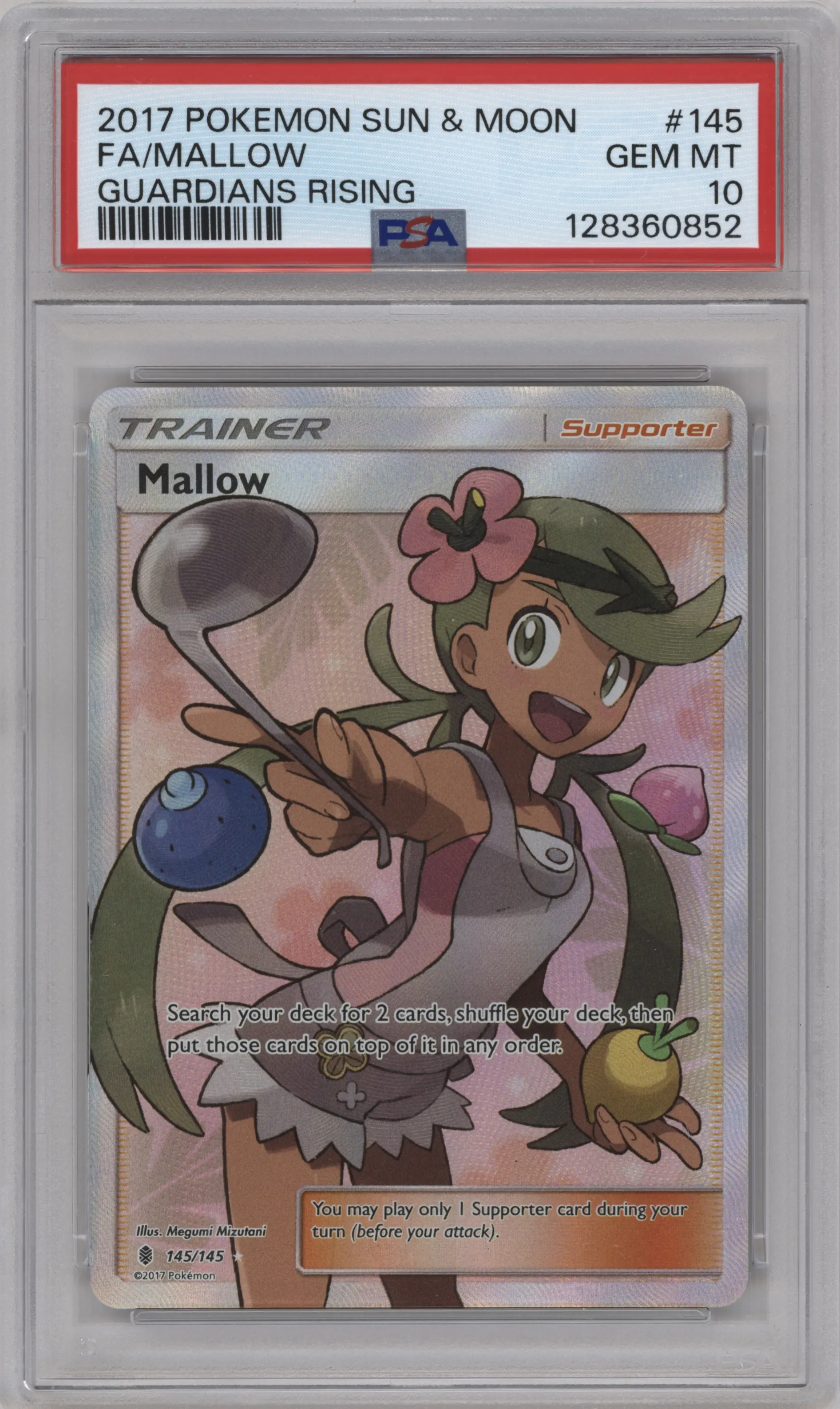 2017 Pokemon S&M Guardians Rising Mallow #145 PSA 10