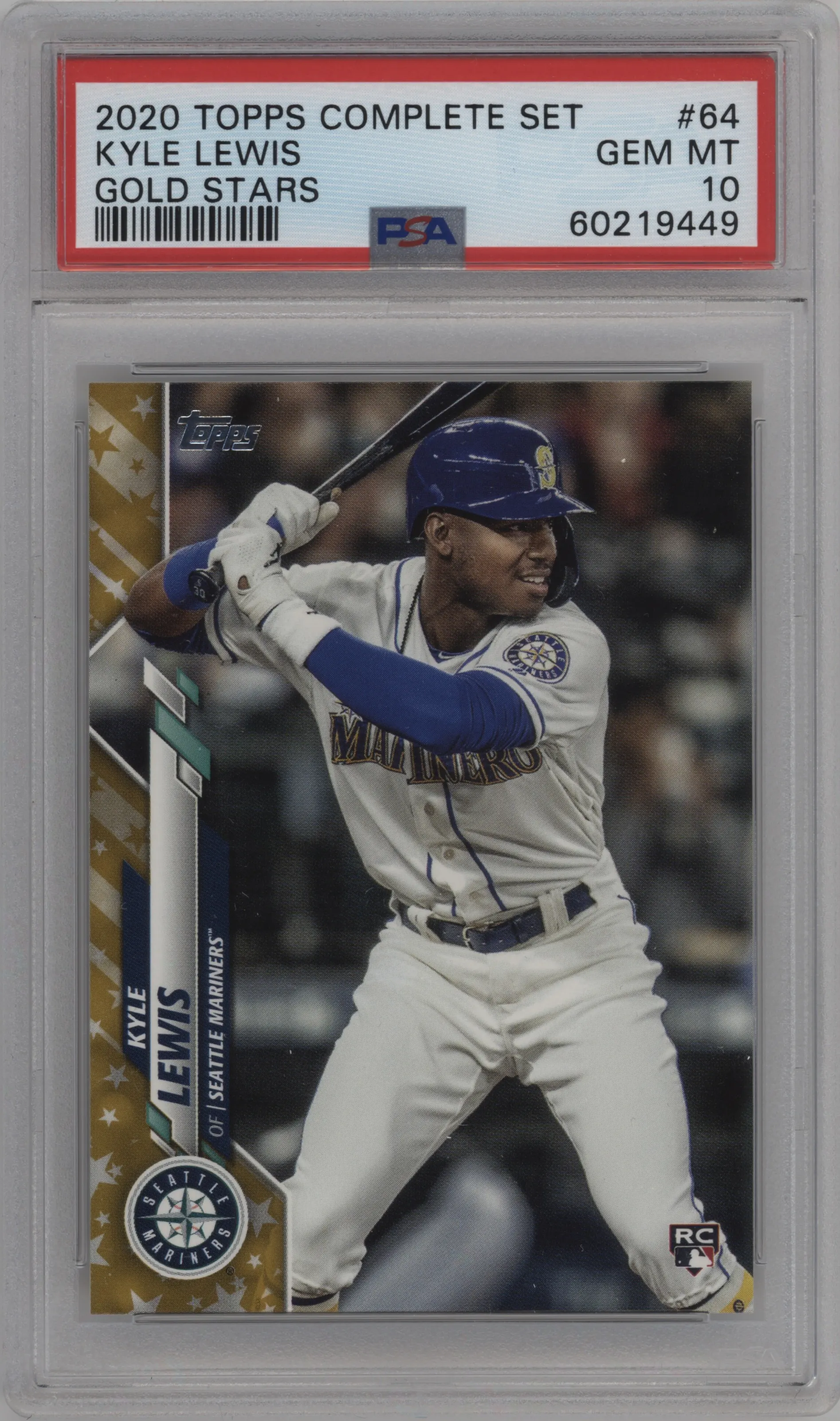 2020 Topps Complete Set Kyle Lewis Gold Stars #64 PSA 10