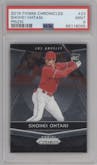 Shohei Ohtani from the 2018 Panini Chronicles set graded by PSA and given an overall grade of 9.