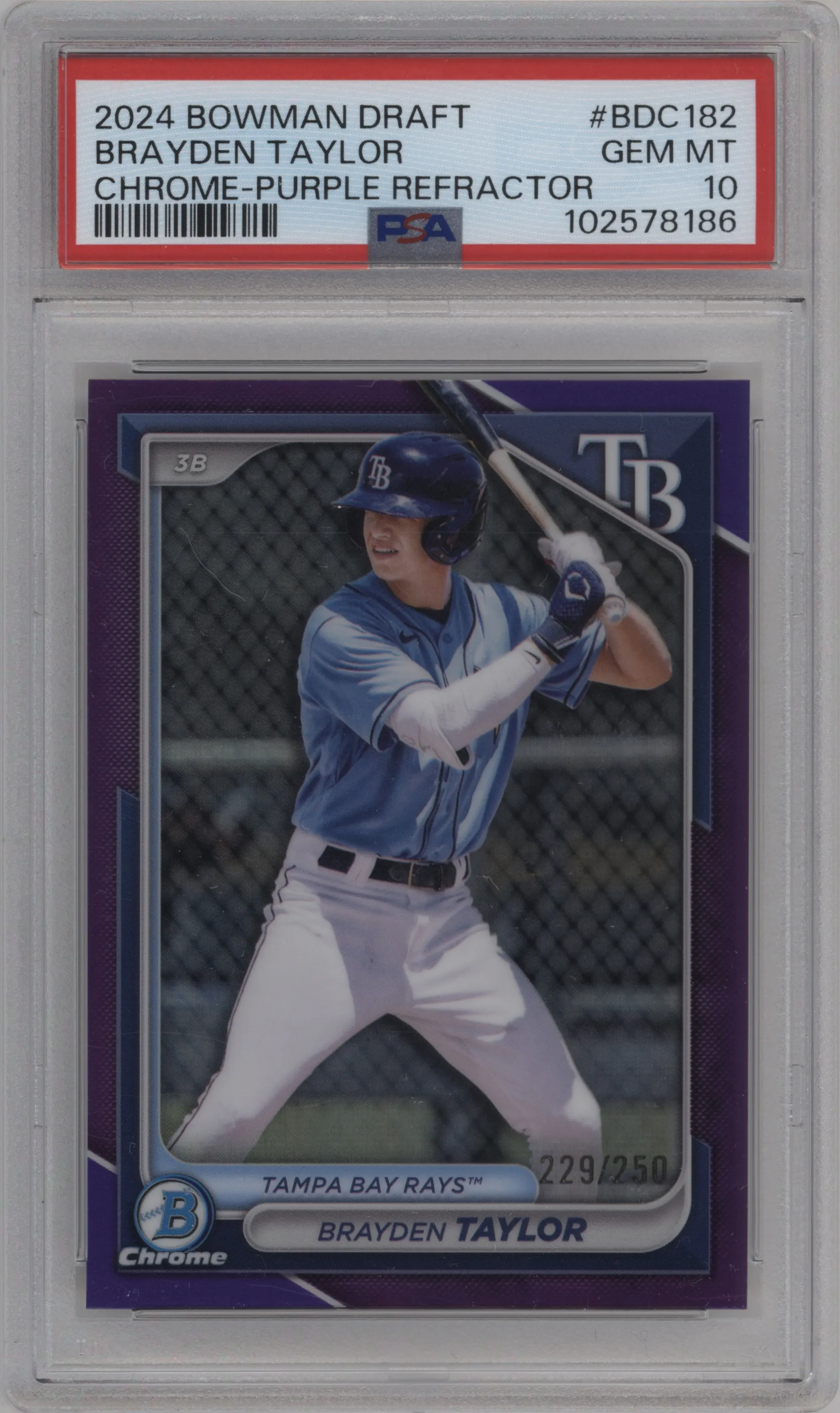 2024 Bowman Draft Chrome Brayden Taylor Purple Refractor #BDC-182 PSA 10