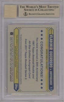 Vladimir Guerrero from the 2017 Topps Series 2 set featuring a Birch Wood parallel graded by Beckett and given an overall grade of 10.