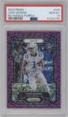 Josh Downs from the 2023 Panini Prizm set featuring a No Huddle Purple parallel graded by PSA and given an overall grade of 10.