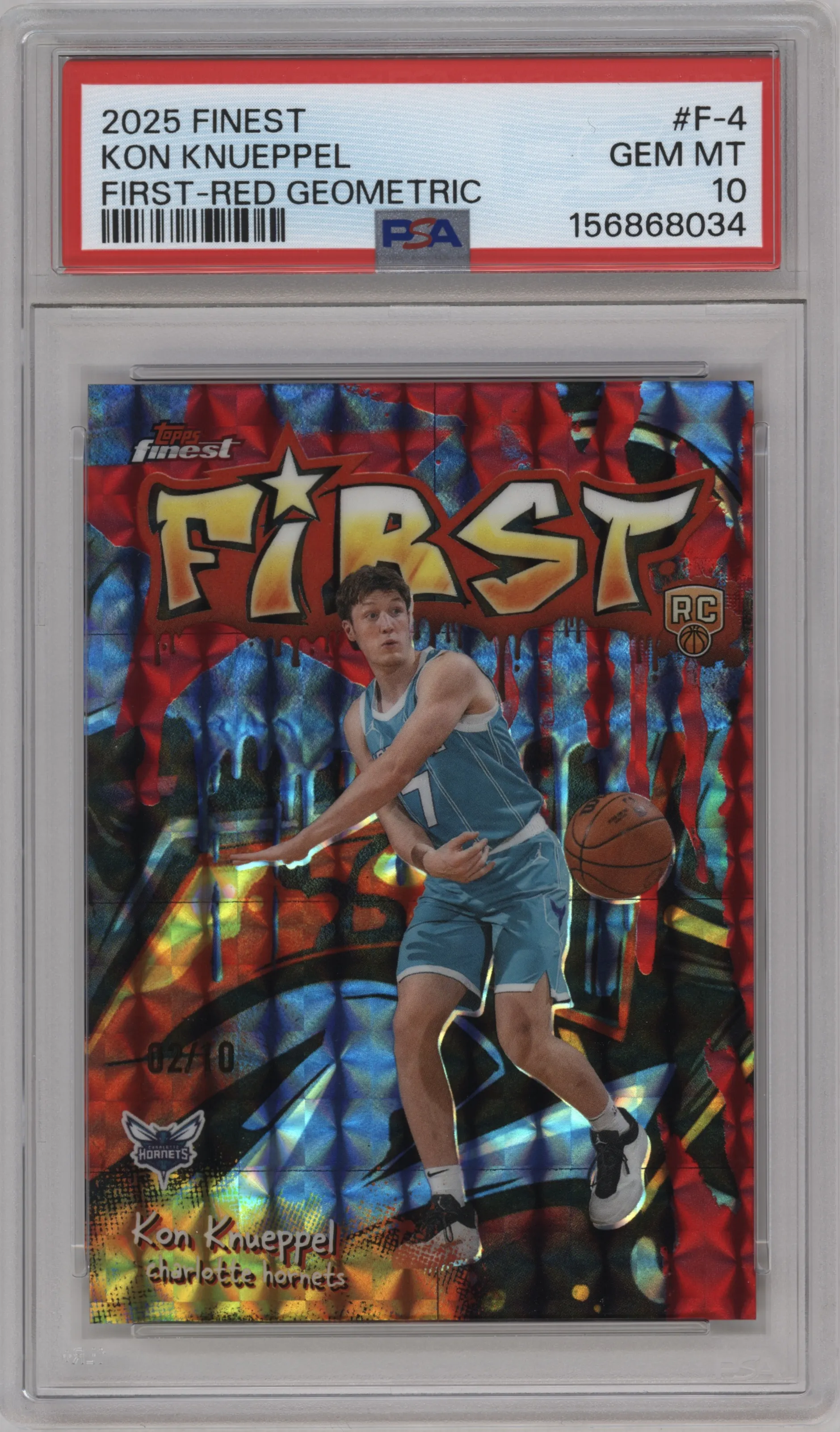 2025 Finest First Kon Knueppel Red Geometric Refractor #F-4 PSA 10