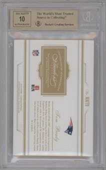 Tom Brady from the 2018 Panini Flawless set featuring a Ruby parallel graded by Beckett and given an overall grade of 9.5.