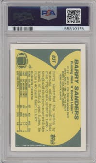 Barry Sanders from the 1989 Topps Traded set graded by PSA and given an overall grade of 10.