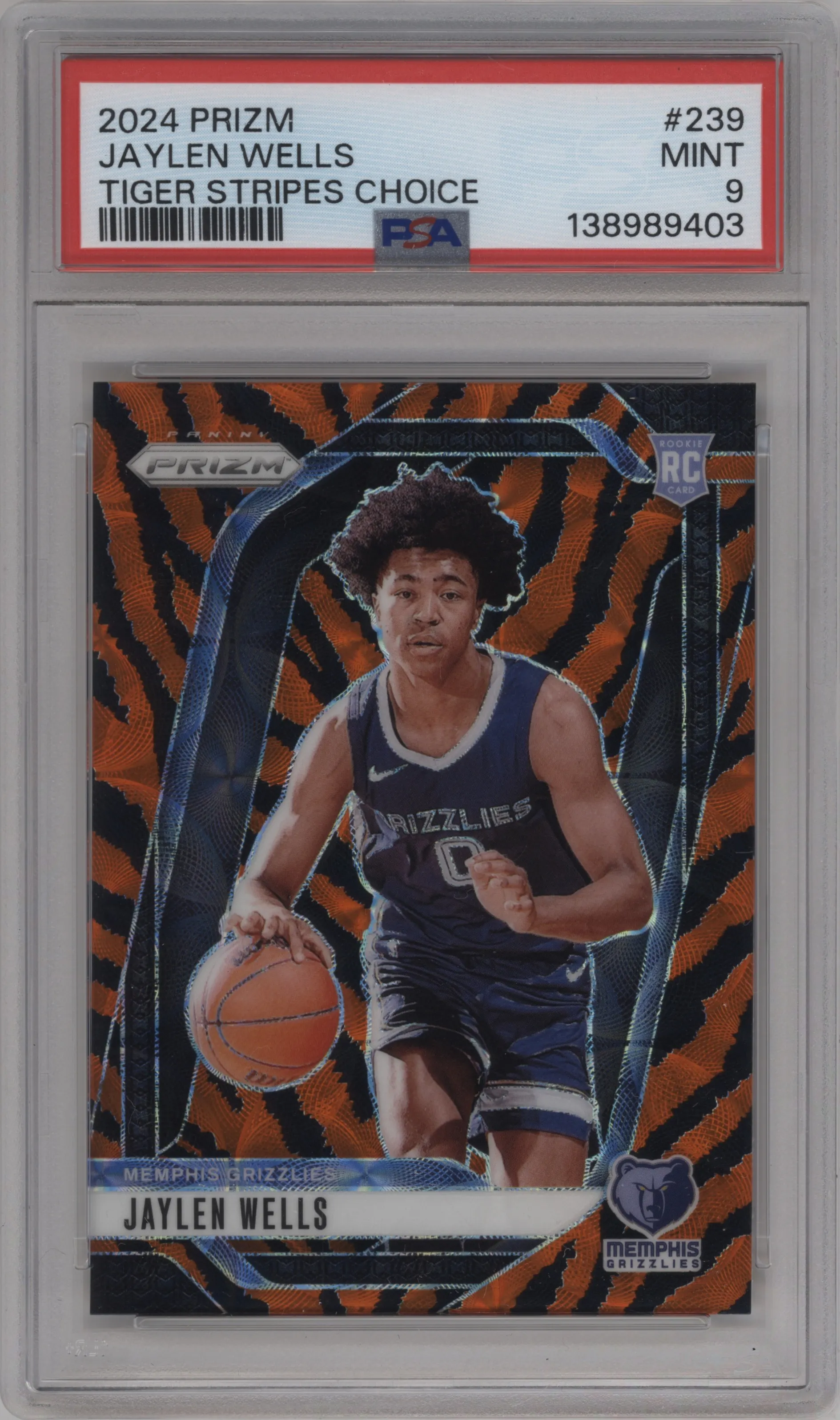 2024 Panini Prizm Jaylen Wells Choice Tiger Stripe PSA 9