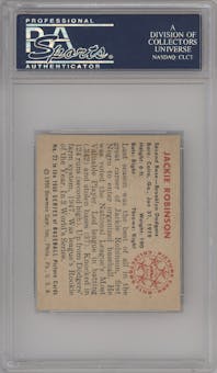 Jackie Robinson from the 1950 Bowman set graded by PSA and given an overall grade of 6.