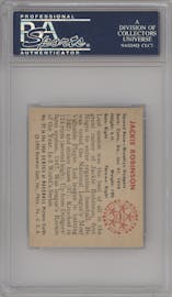 Jackie Robinson from the 1950 Bowman set graded by PSA and given an overall grade of 6.