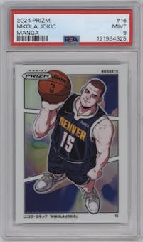 Nikola Jokic from the 2024-25 Panini Prizm set graded by PSA and given an overall grade of 9.