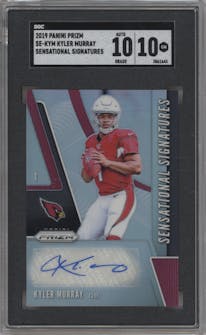 Kyler Murray from the 2019 Panini Prizm set graded by SGC and given an overall grade of 10.