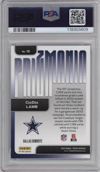 CeeDee Lamb from the 2024 Panini Prizm set graded by PSA and given an overall grade of 10.