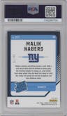 Malik Nabers from the 2024 Donruss Optic set featuring a Ice parallel graded by PSA and given an overall grade of 10.