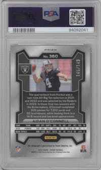 Aidan O'Connell from the 2023 Panini Prizm set featuring a Red Wave parallel graded by PSA and given an overall grade of 10.