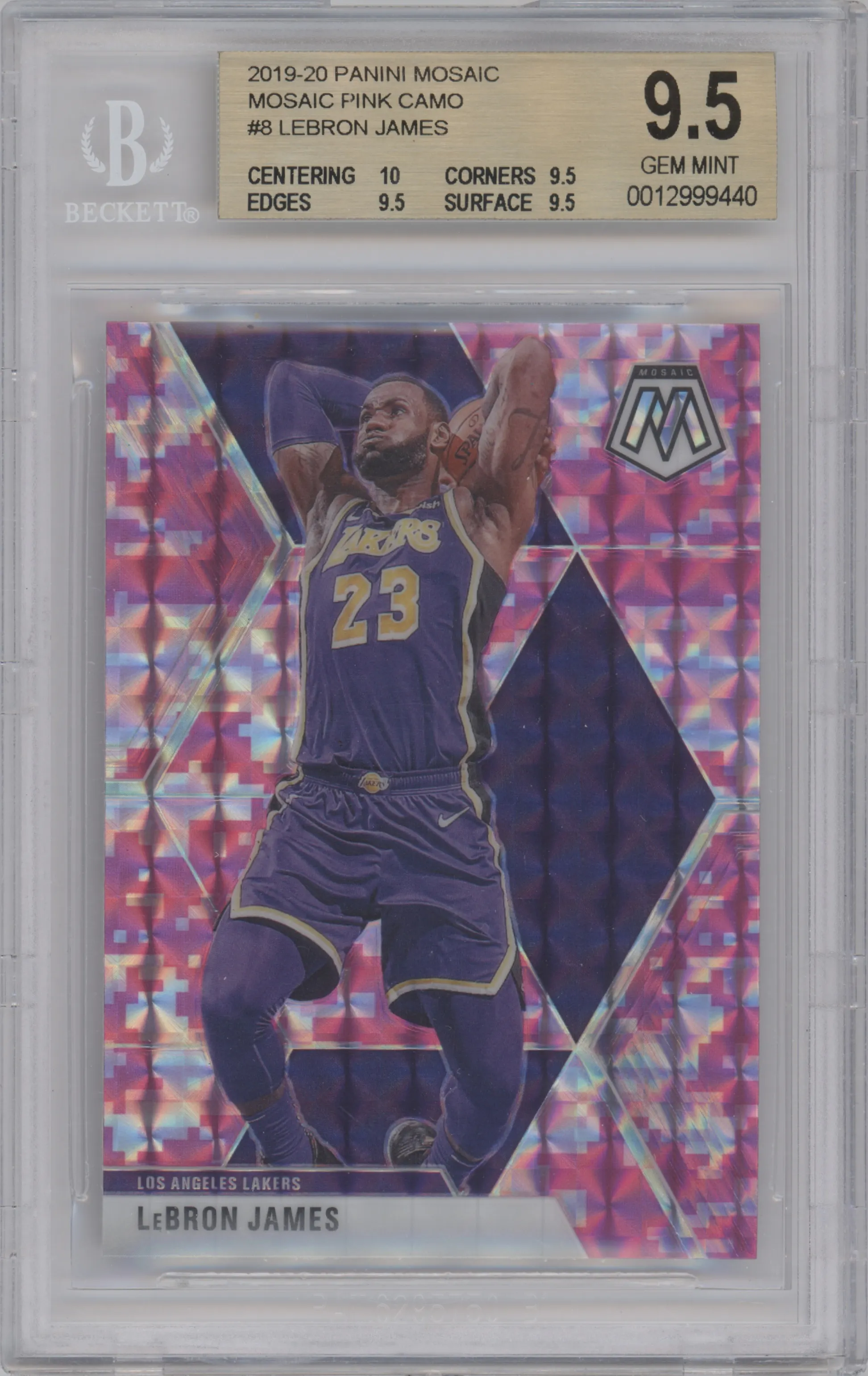 2019 Panini Mosaic LeBron James Pink Camo BGS 9.5