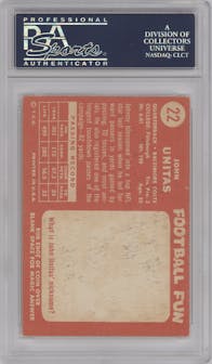 John Unitas from the 1958 Topps set graded by PSA and given an overall grade of 6.