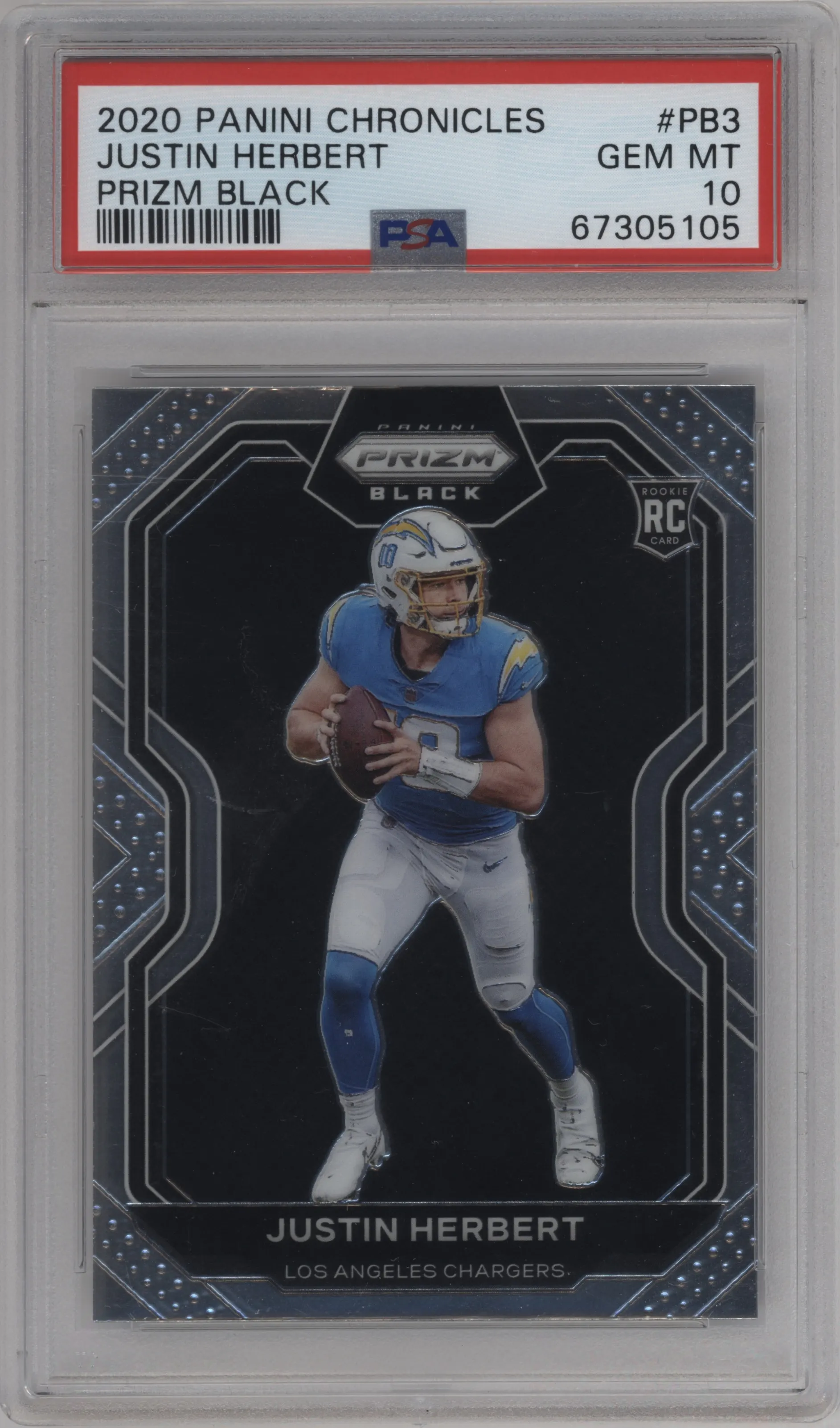 2020 Panini Chronicles Prizm Black Justin Herbert PSA 10