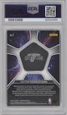 Victor Wembanyama from the 2023-24 Panini Prizm set featuring a Green Prizm parallel graded by PSA and given an overall grade of 10.