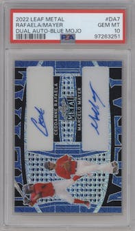 Ceddanne Rafaela/Marcelo Mayer from the 2022 Leaf Metal set featuring a Blue Mojo parallel graded by PSA and given an overall grade of 10.