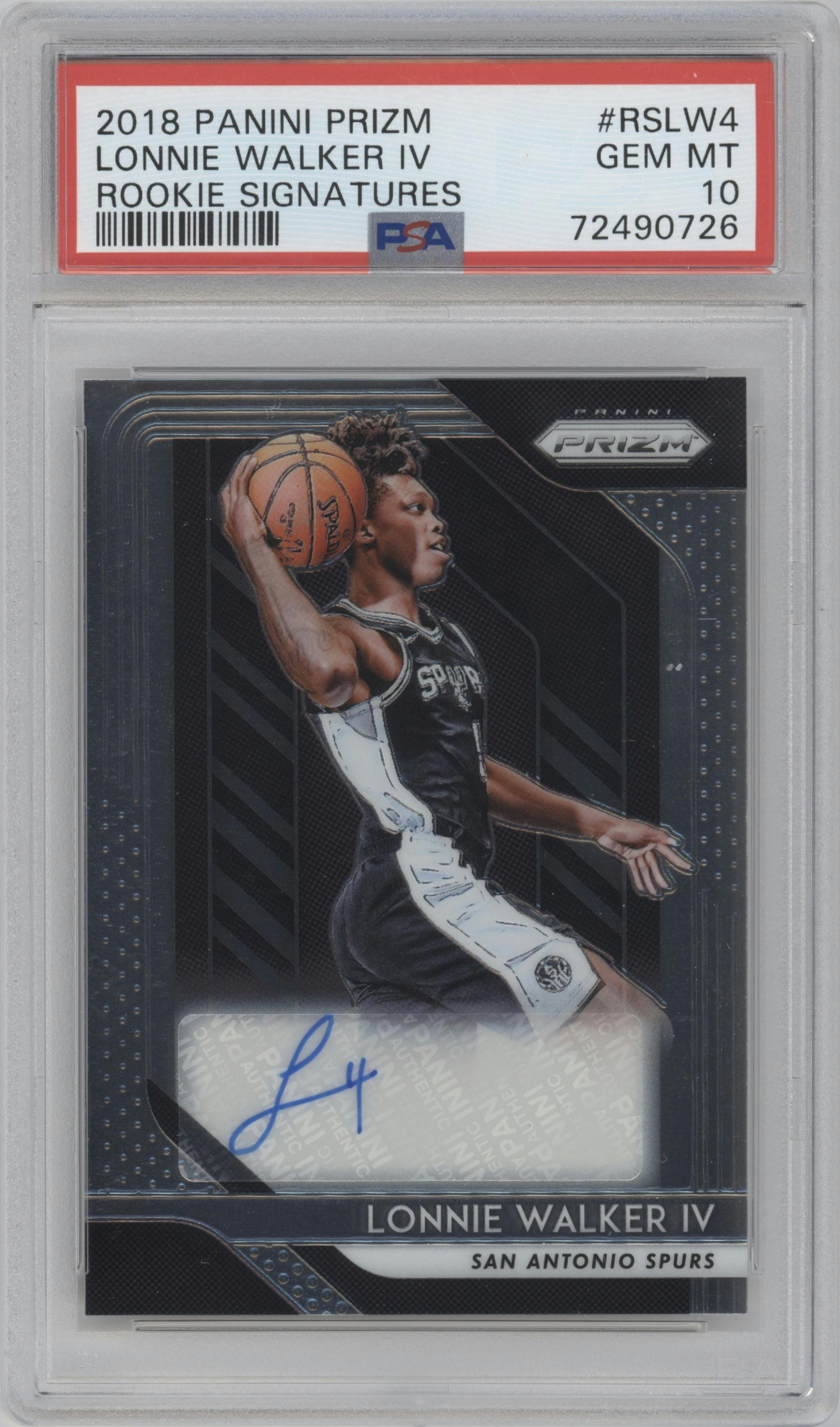 Lonnie Walker IV from the 2018-19 Panini Prizm set graded by PSA and given an overall grade of 10.