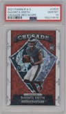 DeVonta Smith from the 2021 Panini Rookies & Stars set featuring a Red Scope parallel graded by PSA and given an overall grade of 10.