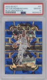 Victor Wembanyama from the 2023-24 Panini Select  set featuring a Blue Cracked Ice parallel graded by PSA and given an overall grade of 10.