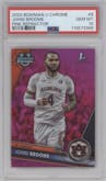 Johni Broome from the 2023-24 Bowman U Chrome set featuring a Pink Refractor parallel graded by PSA and given an overall grade of 10.