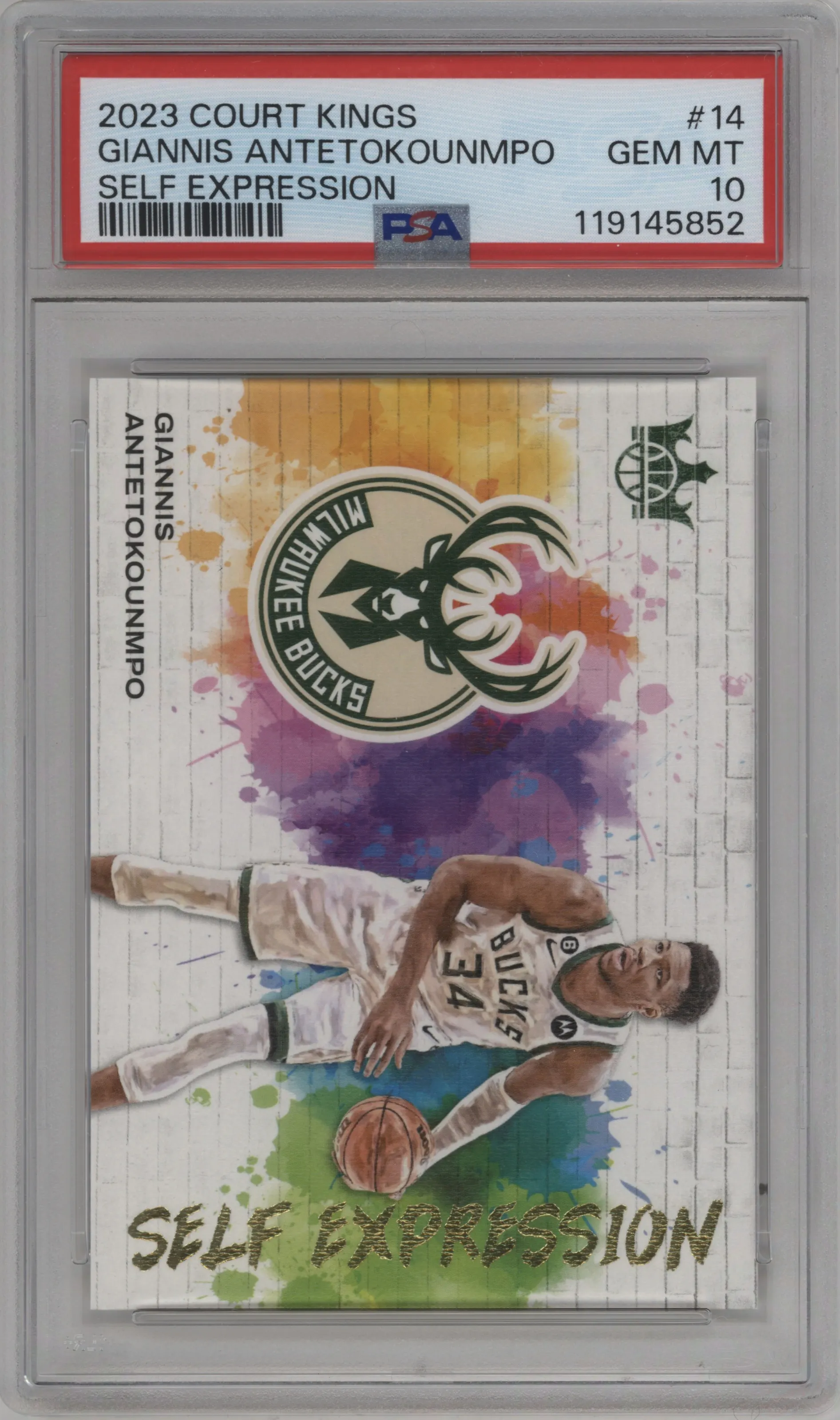 2023 Panini Court Kings Self Expression Giannis Antetokounmpo PSA 10