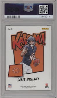 Caleb Williams  from the 2024 Panini Absolute set graded by PSA and given an overall grade of 9.
