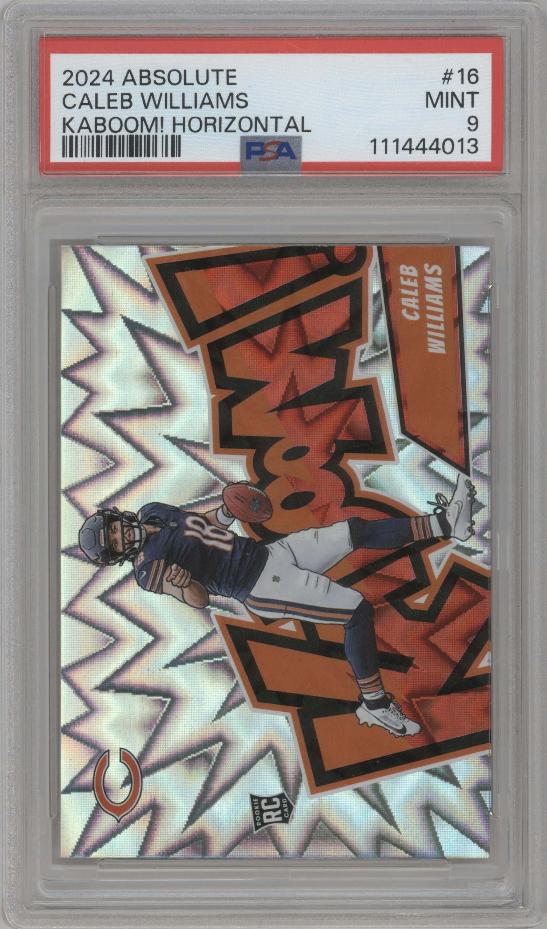 Caleb Williams  from the 2024 Panini Absolute set graded by PSA and given an overall grade of 9.