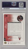 Michael Jordan from the 1999-00 Upper Deck MVP set featuring a Silver Script parallel graded by PSA and given an overall grade of 10.