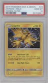 Zapdos from the 2019 Pokemon S&M  set graded by PSA and given an overall grade of 10.