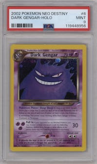 Dark Gengar from the 2002 Pokemon Neo Genesis set graded by PSA and given an overall grade of 9.