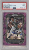 MarJon Beauchamp from the 2022-23 Panini Prizm  set featuring a Purple Ice parallel graded by PSA and given an overall grade of 9.