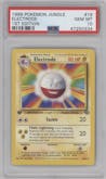 Electrode from the 1999 Pokemon set graded by PSA and given an overall grade of 10.