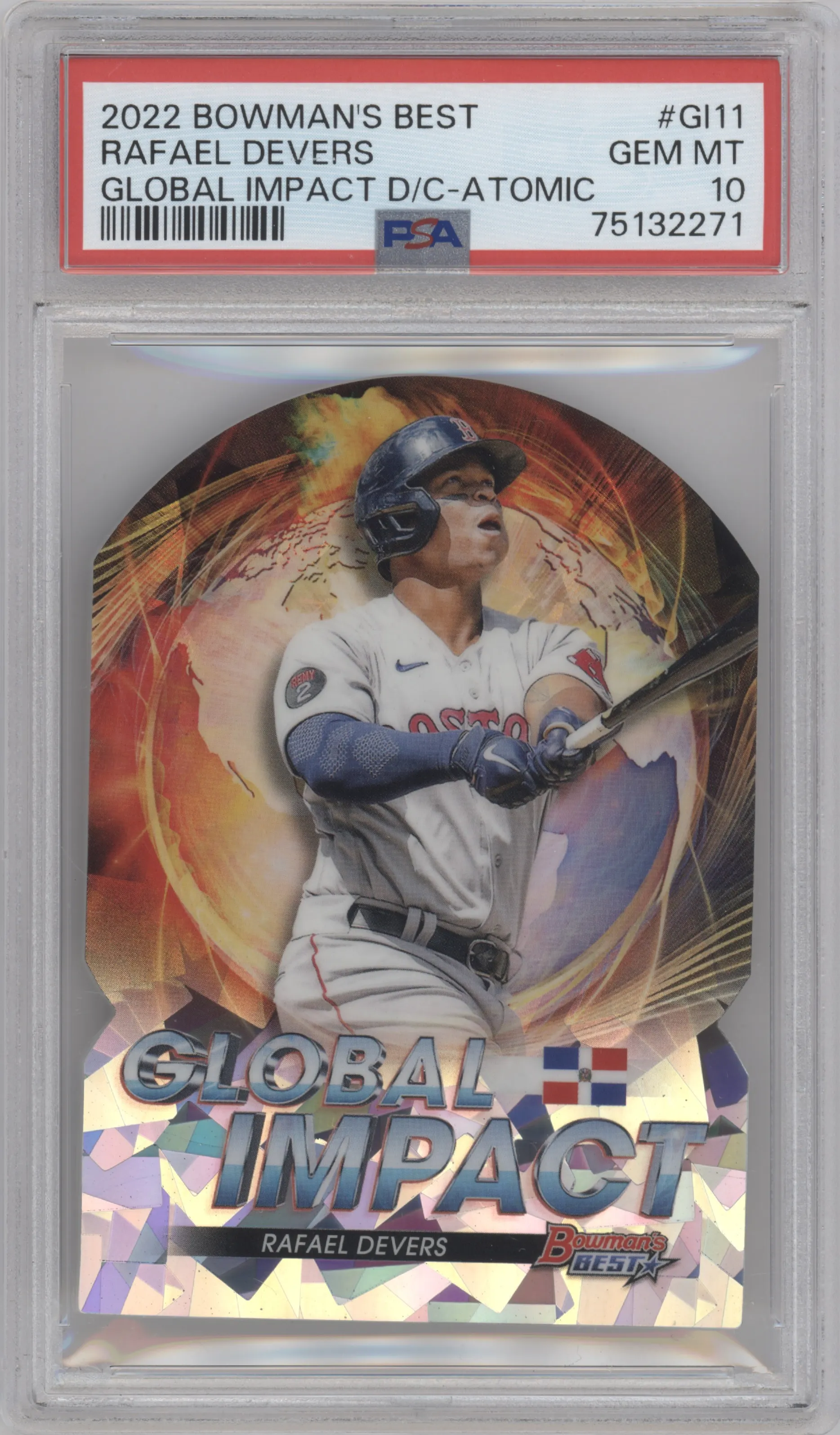 2022 Bowman’s Best Global Impact Rafael Devers Atomic Refractor #GI-11 PSA 10
