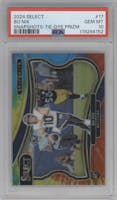 Bo Nix from the 2024 Panini Select set featuring a Tie-Dye Prizm parallel graded by PSA and given an overall grade of 10.