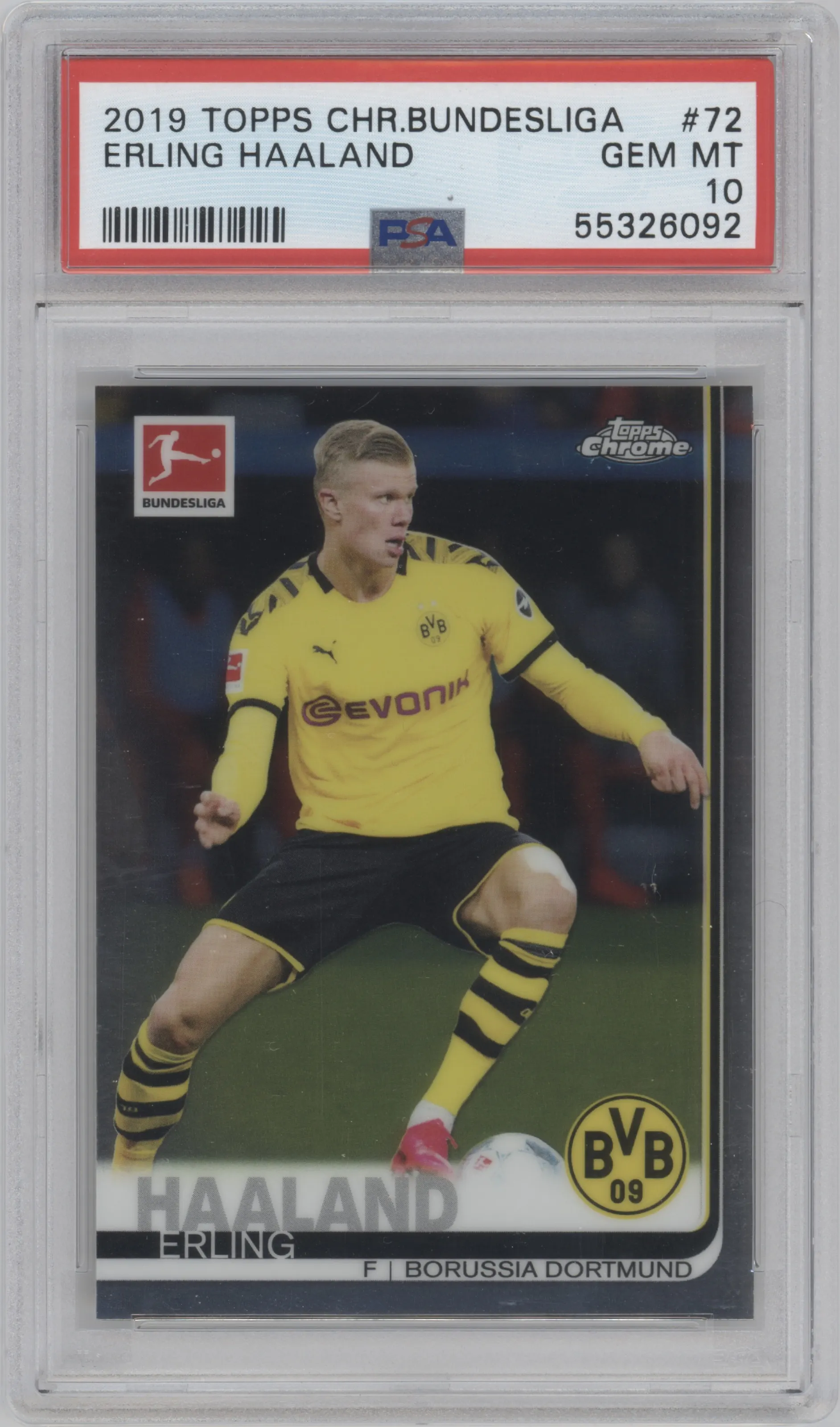 2019 Topps Chrome Bundesliga Erling Haaland #72 PSA 10