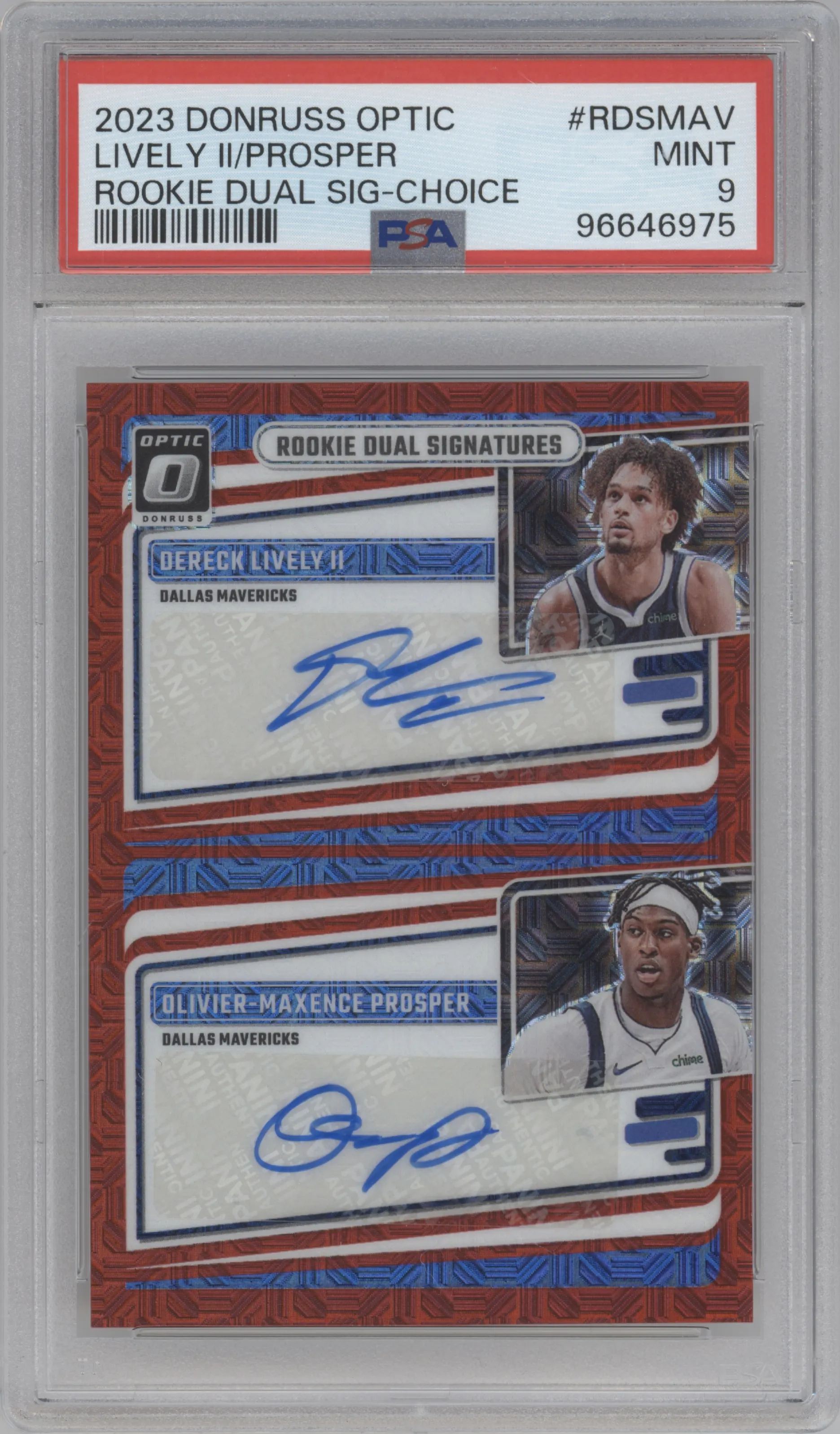 2023 Donruss Optic Rookie Dual Sig. Dereck Lively II/Olivier-Maxence Prosper Choice PSA 9