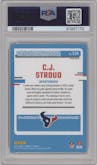 C.J. Stroud from the 2023 Panini Donruss set featuring a Red & Green parallel graded by PSA and given an overall grade of 10.