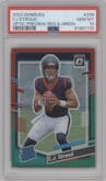 C.J. Stroud from the 2023 Panini Donruss set featuring a Red & Green parallel graded by PSA and given an overall grade of 10.