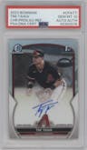 Tim Tawa from the 2023 Bowman  set featuring a Refractor parallel graded by PSA and given an overall grade of 10.