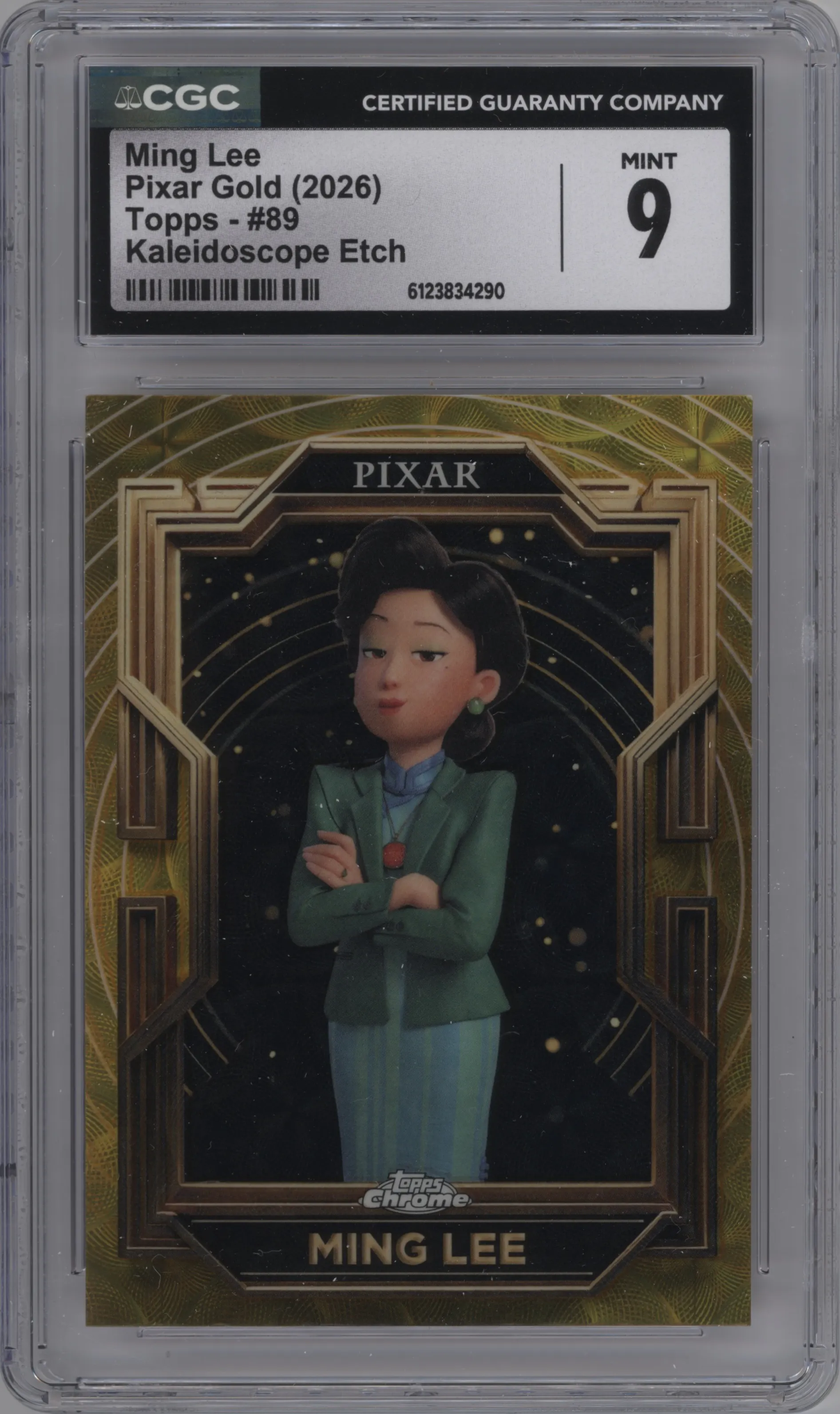 2025 Topps Pixar Gold Ming Lee Kaleidoscope Etch Refractor CGC 9