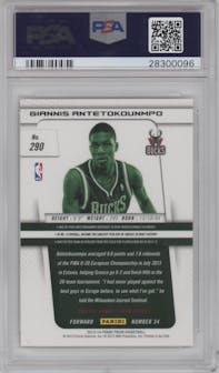 Giannis Antetokounmpo from the 2013-14 Panini Prizm set graded by PSA and given an overall grade of 10.