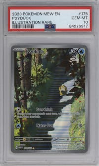 Psyduck from the 2023 Pokemon SV set graded by PSA and given an overall grade of 10.