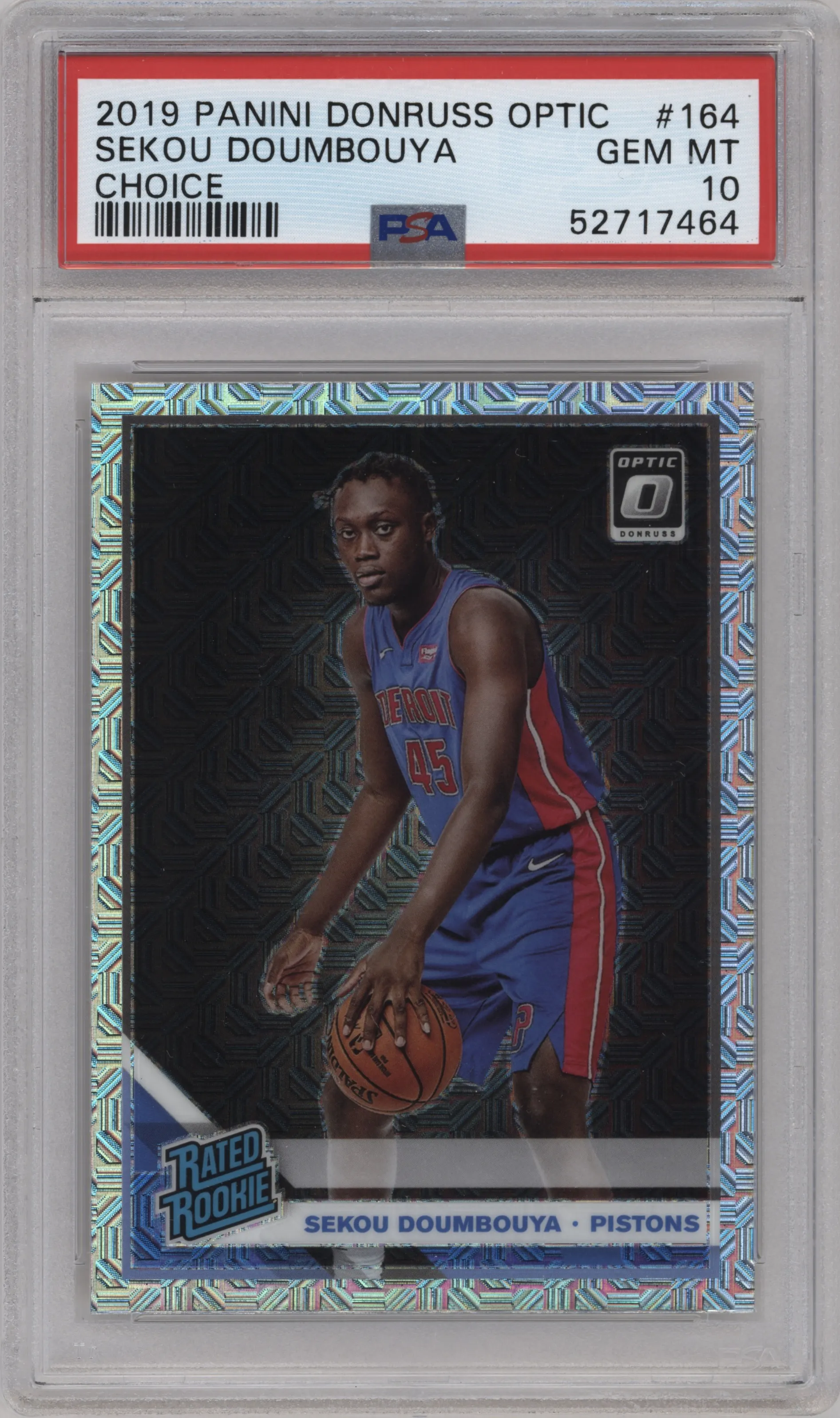 2019 Panini Donruss Optic Rated Rookie Sekou Doumbouya Choice PSA 10