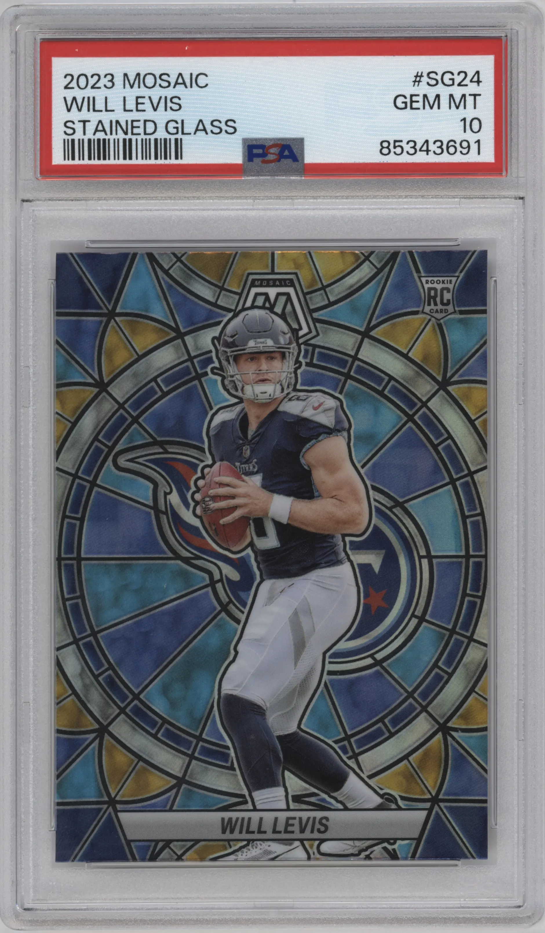 2023 Panini Mosaic Stained Glass Will Levis #SG-24 PSA 10