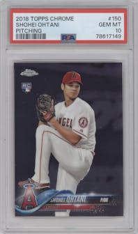 Shohei Ohtani from the 2018 Topps Chrome set graded by PSA and given an overall grade of 10.